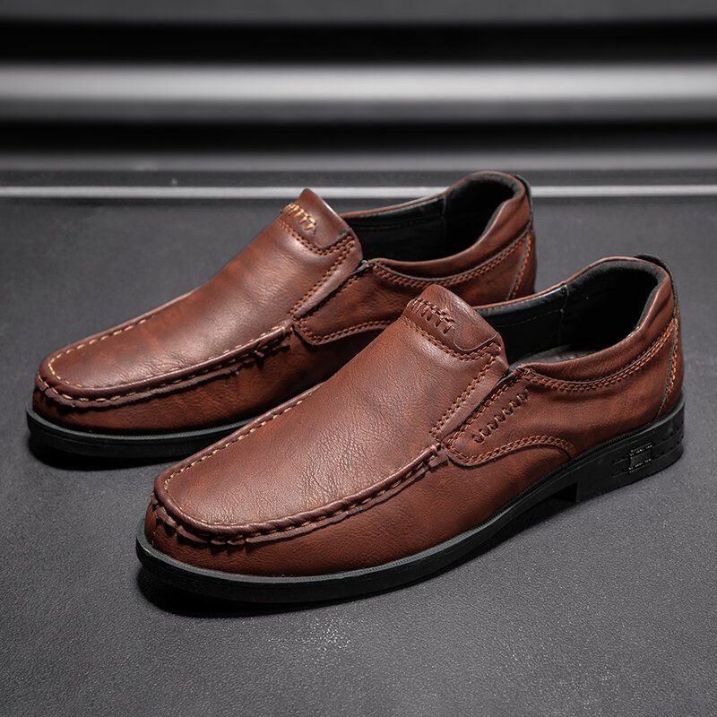 Mężczyźni Retro Skóra Bydlęca Antypoślizgowa Slip On Casual Shoes