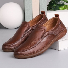 Mężczyźni Skóra Z Mikrofibry Oddychające Szwy Ręczne Miękka Podeszwa Stare Peking Casual Business Shoes