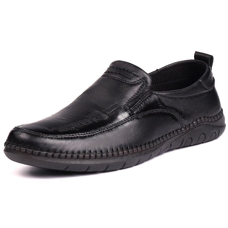 Mężczyźni Skóra Z Mikrofibry Oddychające Szwy Ręczne Miękka Podeszwa Stare Peking Casual Business Shoes