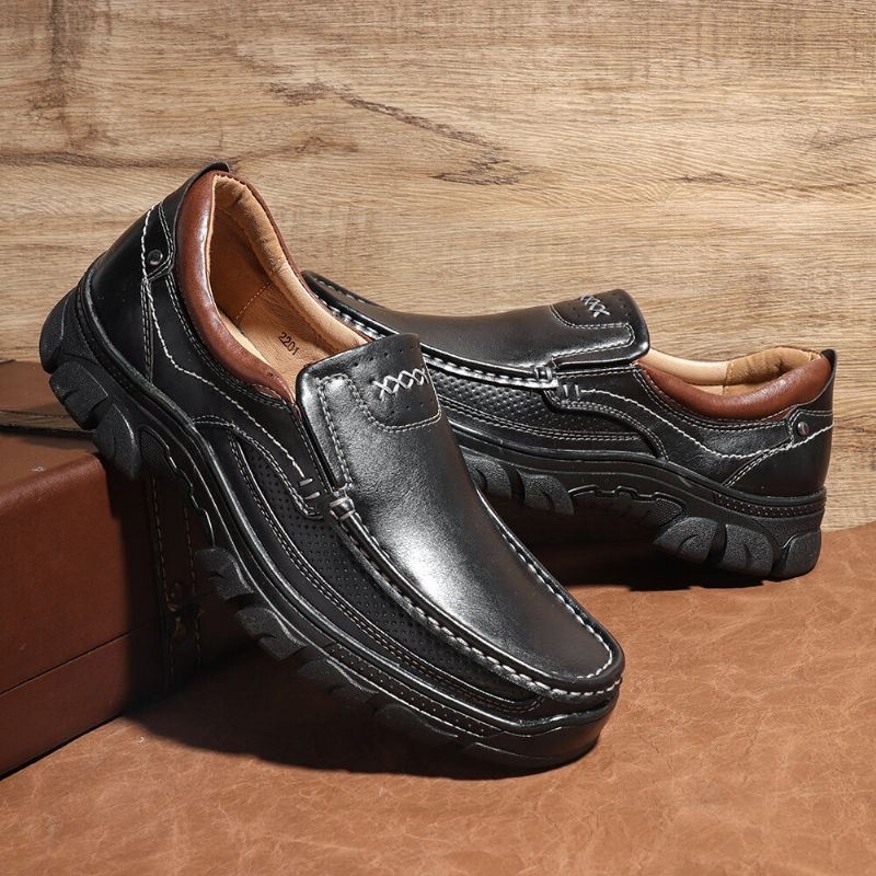 Mężczyźni Stricing Slip On Business Casual Skórzane Buty