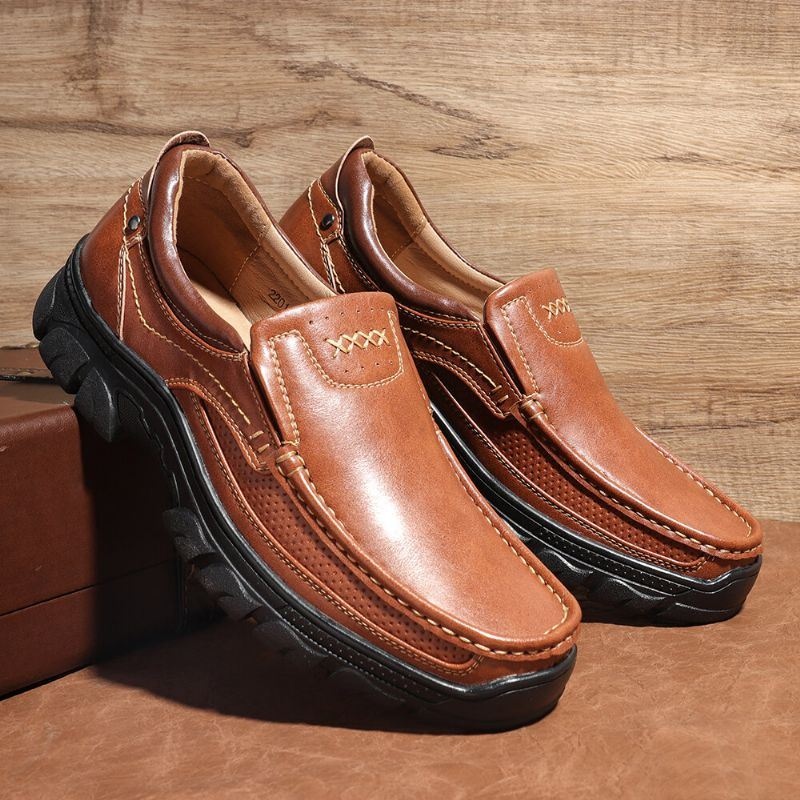 Mężczyźni Stricing Slip On Business Casual Skórzane Buty