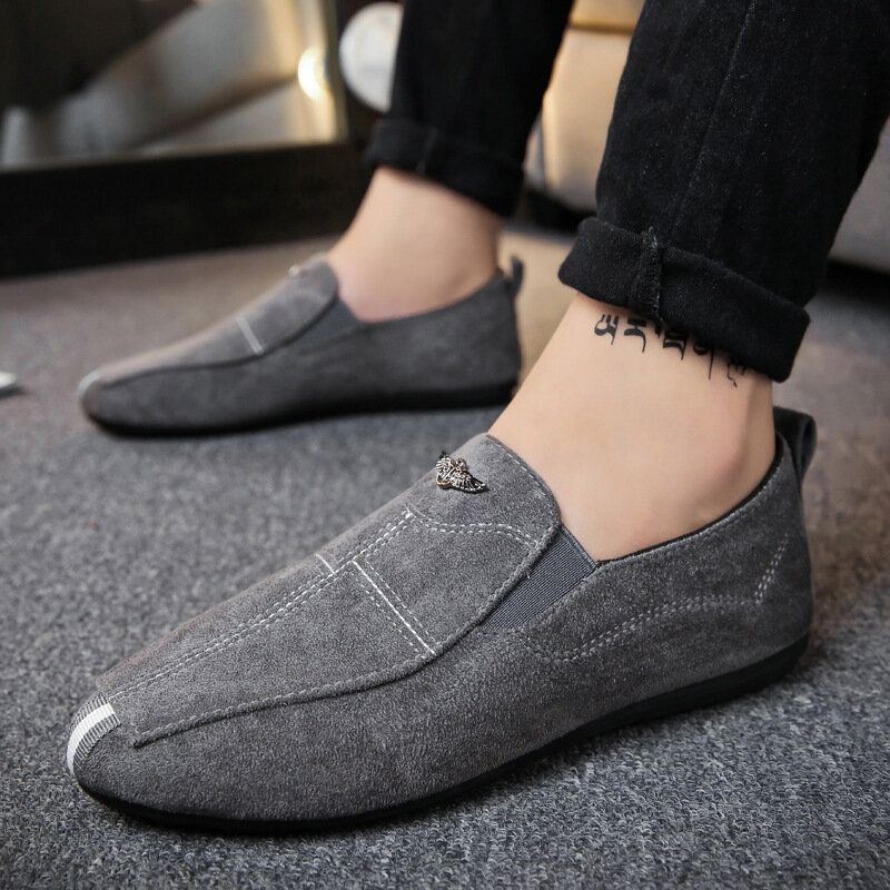 Mężczyźni Suede Casual Soft Sole Walking Fishing Driving Flats