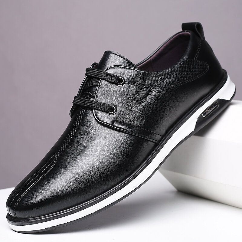 Mężczyźni Wygodne Skórzane Z Mikrofibry Miękka Podeszwa Antypoślizgowe Business Casual Shoes