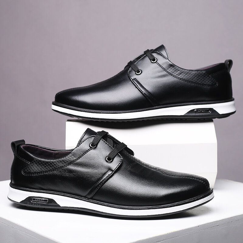 Mężczyźni Wygodne Skórzane Z Mikrofibry Miękka Podeszwa Antypoślizgowe Business Casual Shoes