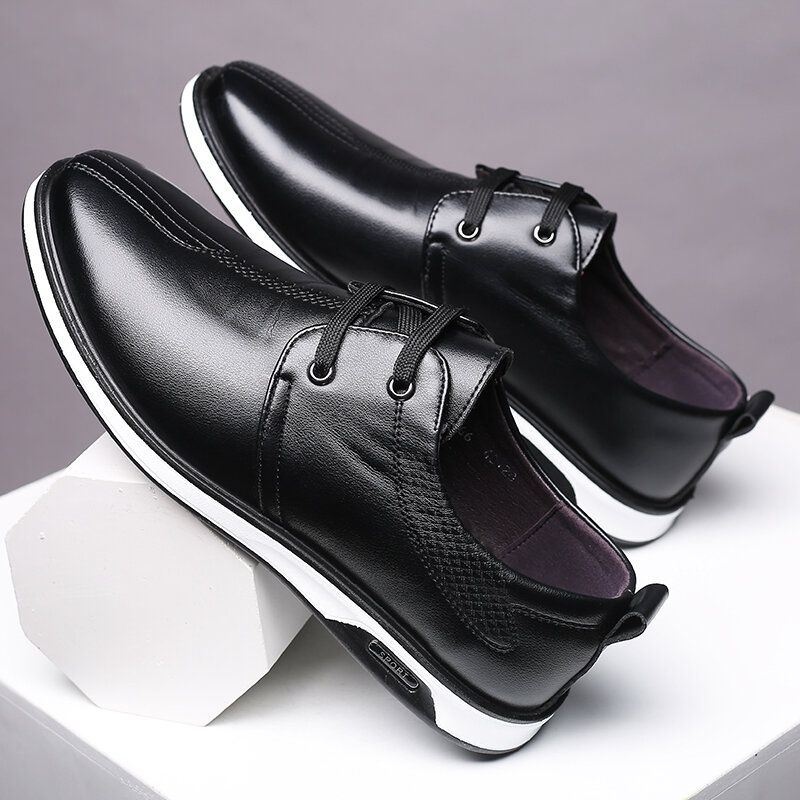 Mężczyźni Wygodne Skórzane Z Mikrofibry Miękka Podeszwa Antypoślizgowe Business Casual Shoes