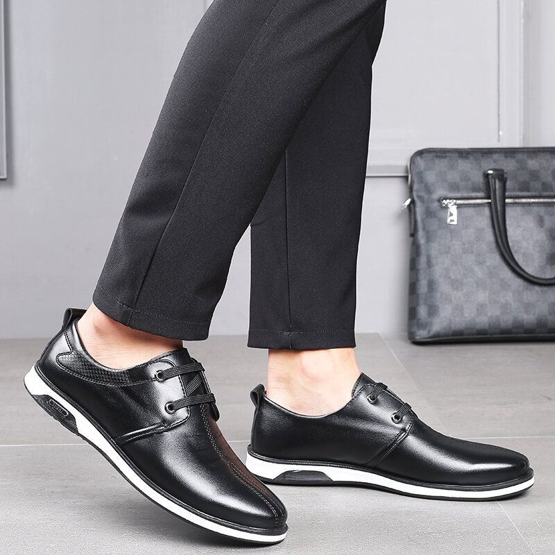 Mężczyźni Wygodne Skórzane Z Mikrofibry Miękka Podeszwa Antypoślizgowe Business Casual Shoes