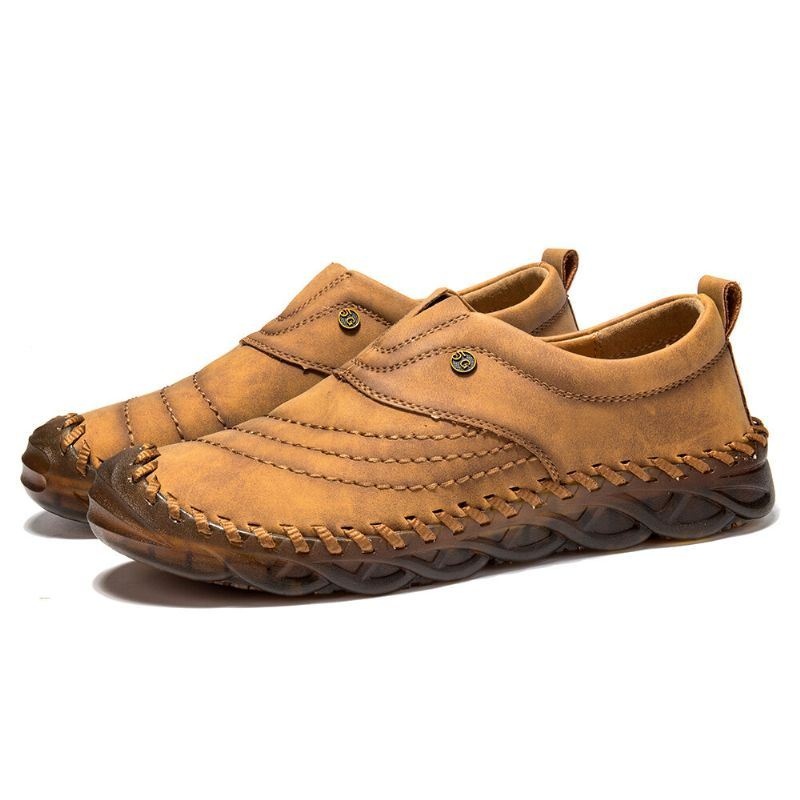 Męska Gumowa CZapka Z Palcami Ręczne Szycie Outdoor Slip On Soft Business Casual Shoes