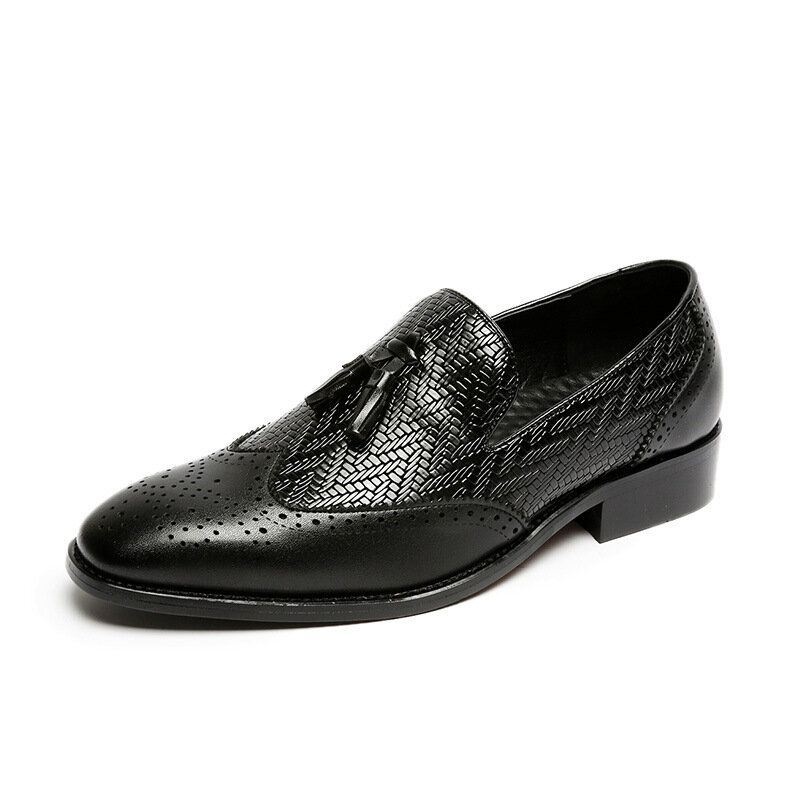 Męska Mikrofibra Vintage Woven Pattern Miękka Podeszwa Slip On Casual Business Shoes