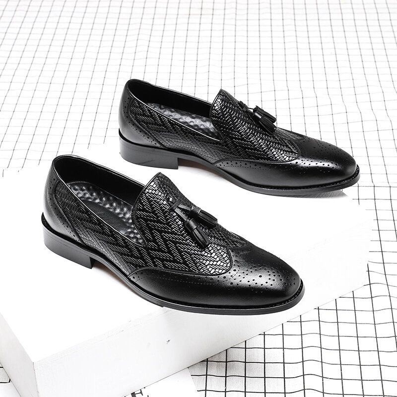 Męska Mikrofibra Vintage Woven Pattern Miękka Podeszwa Slip On Casual Business Shoes