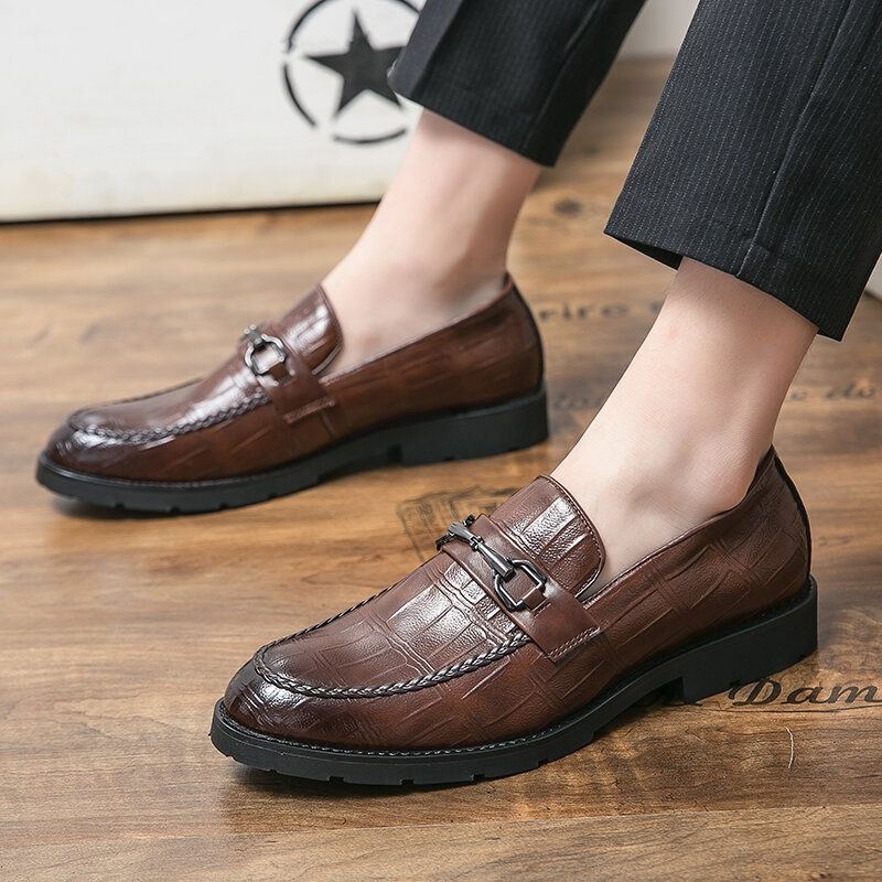 Męska Oddychająca Miękka Podeszwa Z Mikrofibry Retro Slip On England Style Casual Business Shoes