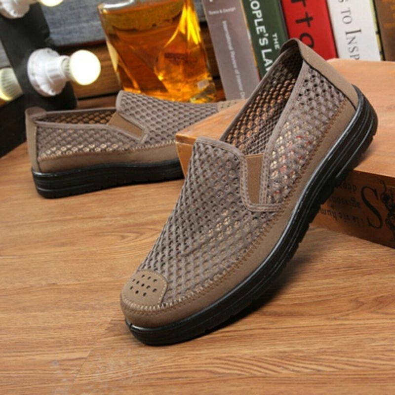 Męska Siatka Oddychająca Antypoślizgowa Wygodna Podeszwa Slip On Old Peking Casual Shoes