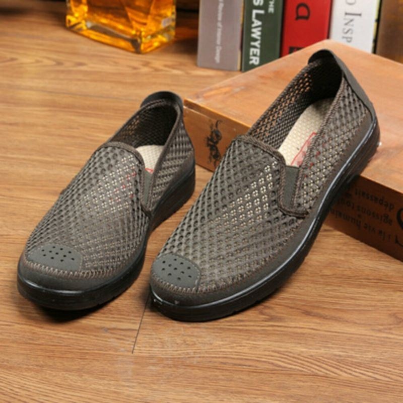 Męska Siatka Oddychająca Antypoślizgowa Wygodna Podeszwa Slip On Old Peking Casual Shoes