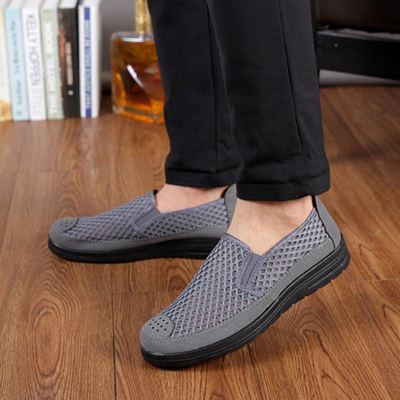 Męska Siatka Oddychająca Antypoślizgowa Wygodna Podeszwa Slip On Old Peking Casual Shoes