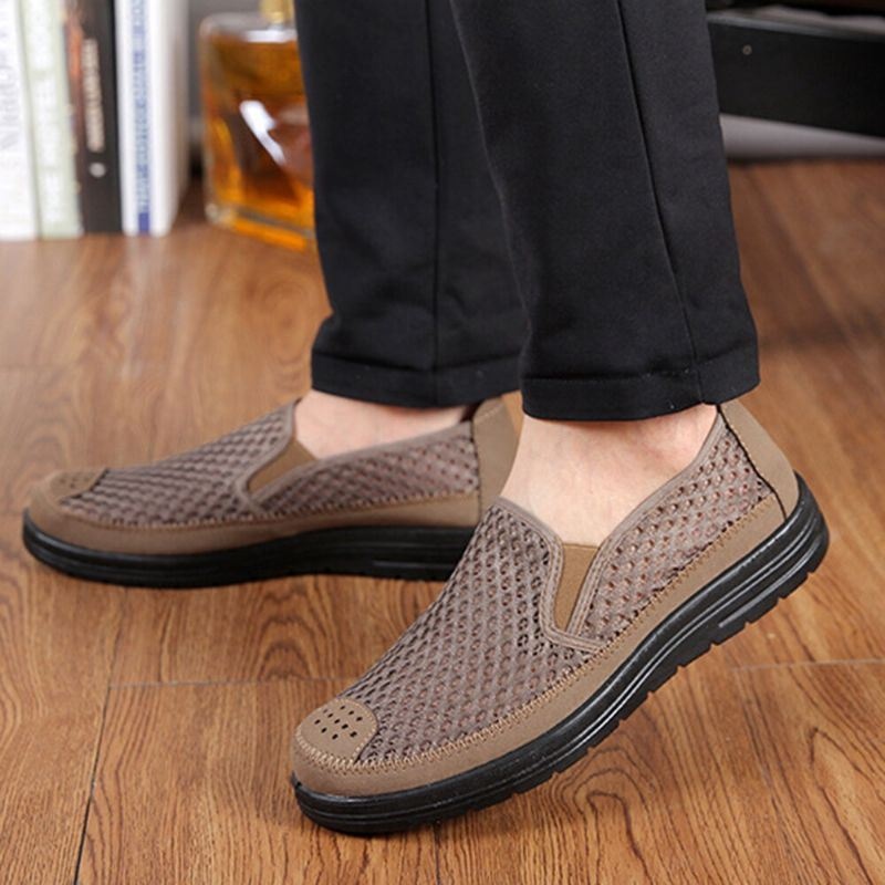 Męska Siatka Oddychająca Antypoślizgowa Wygodna Podeszwa Slip On Old Peking Casual Shoes