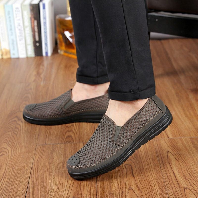 Męska Siatka Oddychająca Antypoślizgowa Wygodna Podeszwa Slip On Old Peking Casual Shoes