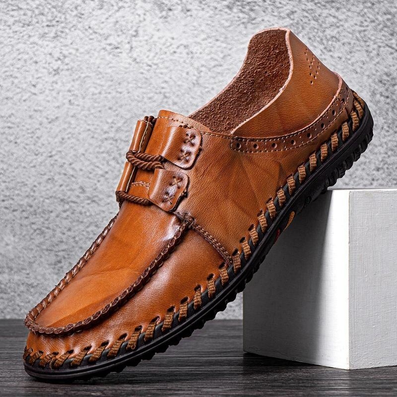 Męska Skóra Bydlęca Oddychająca Miękka Dno Zasznurować Wygodne Mokasyny Casual Business Shoes