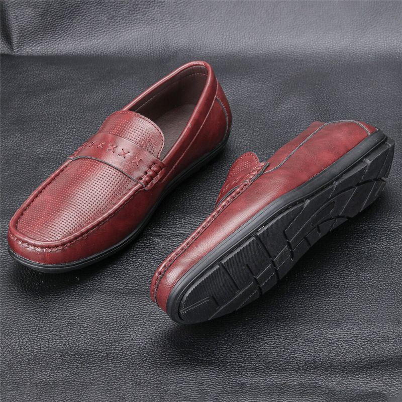 Męska Skóra Z Mikrofibry Oddychająca Miękka Podeszwa Slip On Wygodne Buty Do Jazdy Na Co Dzień W Stylu Vintage