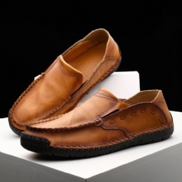 Męskie Antypoślizgowe Szwy Ręczne Casual Slip On Leather Shoes