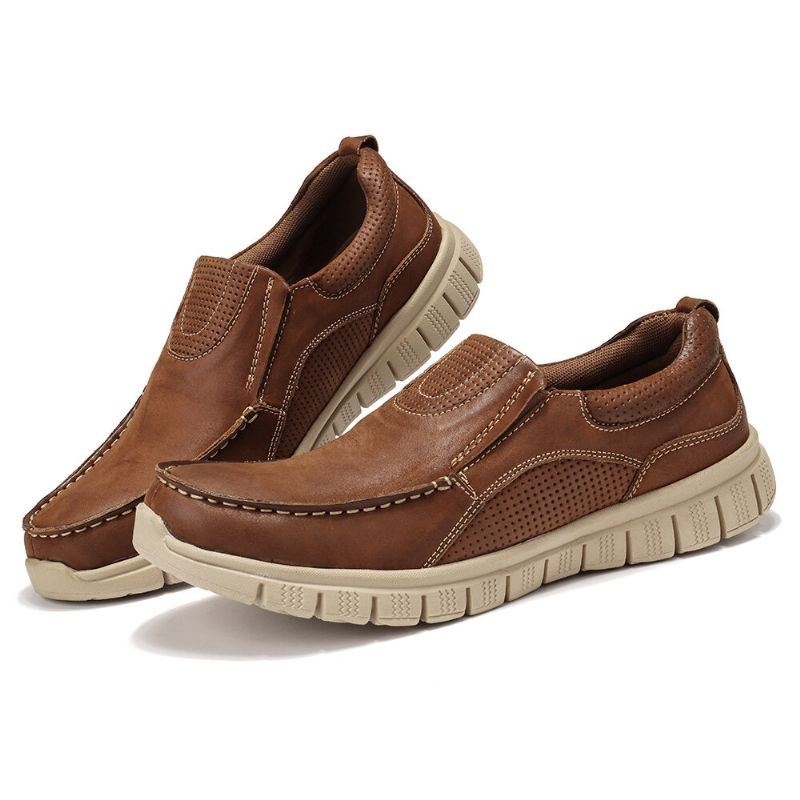 Męskie Buty Z Miękkiej Skóry Z Mikrofibry Slip On Boat Shoes