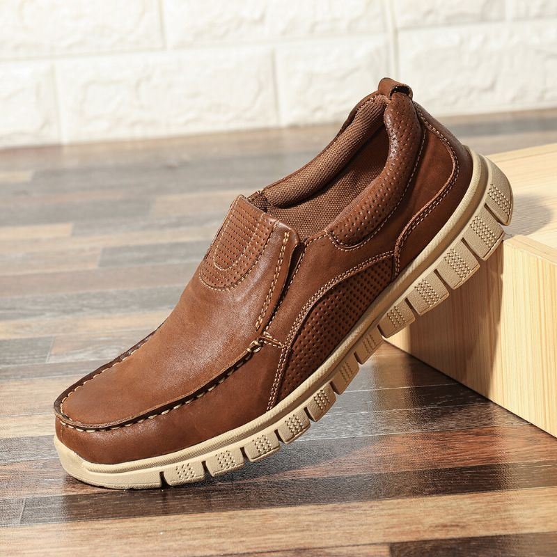 Męskie Buty Z Miękkiej Skóry Z Mikrofibry Slip On Boat Shoes