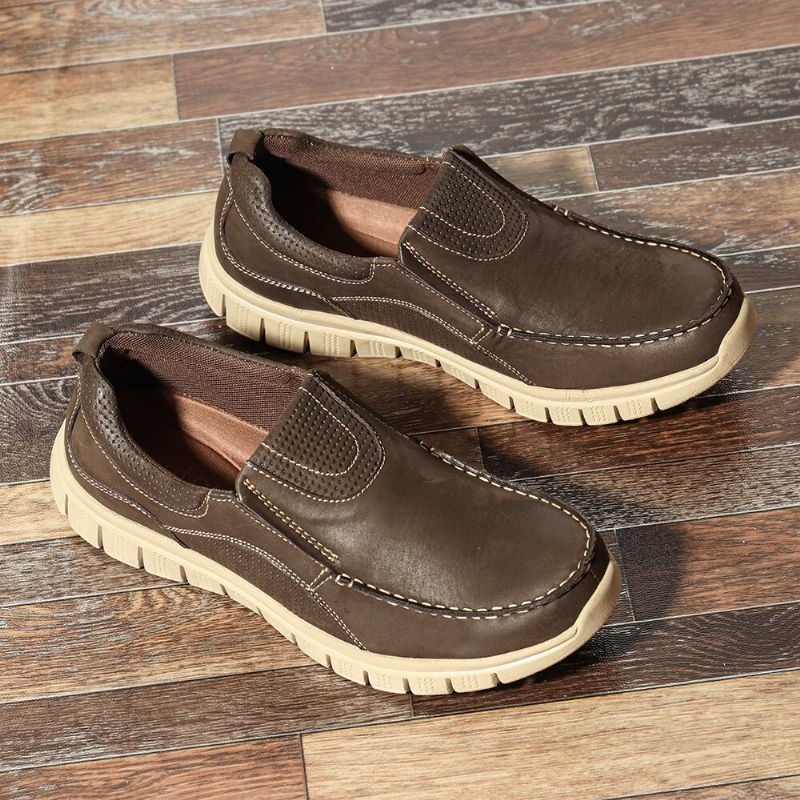 Męskie Buty Z Miękkiej Skóry Z Mikrofibry Slip On Boat Shoes