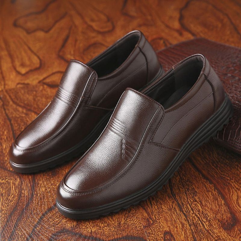 Męskie Buty Z Okrągłym Noskiem Comfort Slip On Business Casual Loafers Bawełniane Buty