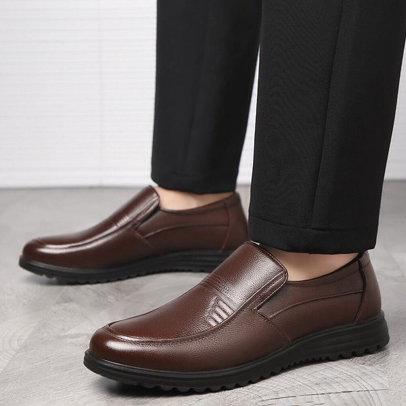 Męskie Buty Z Okrągłym Noskiem Comfort Slip On Business Casual Loafers Bawełniane Buty