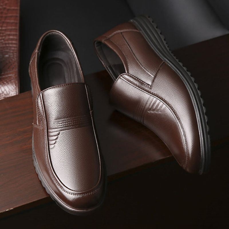 Męskie Buty Z Okrągłym Noskiem Comfort Slip On Business Casual Loafers Bawełniane Buty