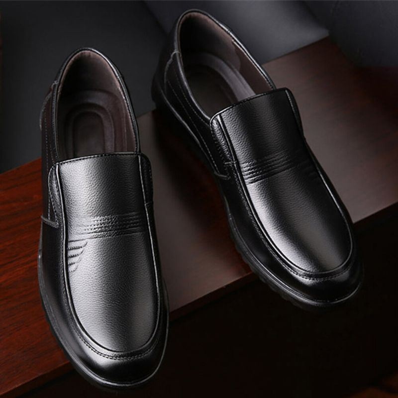 Męskie Buty Z Okrągłym Noskiem Comfort Slip On Business Casual Loafers Bawełniane Buty