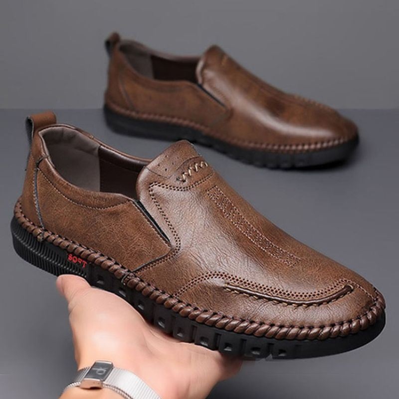 Męskie Krótkie Miękkie Ręcznie Szyte Gumowe Podeszwy Casual Business Shoes