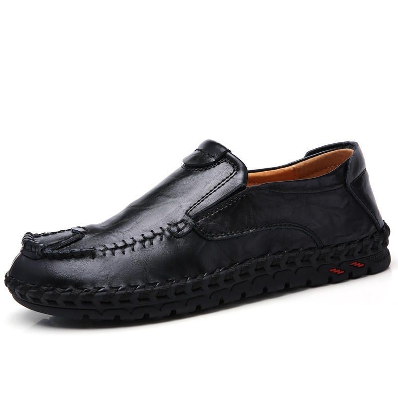 Męskie Miękkie Ozdobne Szwy Slip On Business Casual Flats