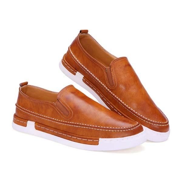 Męskie Modne Buty Pu Okrągły Nosek Slip On Outdoor Sneakers Style Vintage