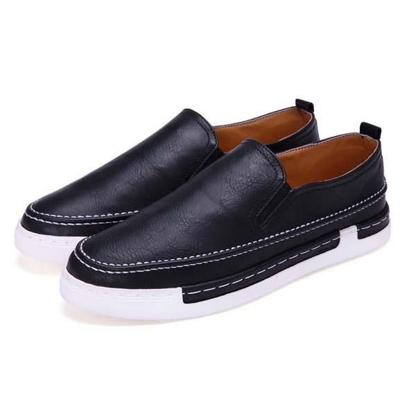 Męskie Modne Buty Pu Okrągły Nosek Slip On Outdoor Sneakers Style Vintage