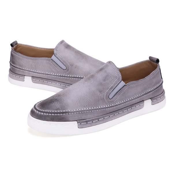 Męskie Modne Buty Pu Okrągły Nosek Slip On Outdoor Sneakers Style Vintage