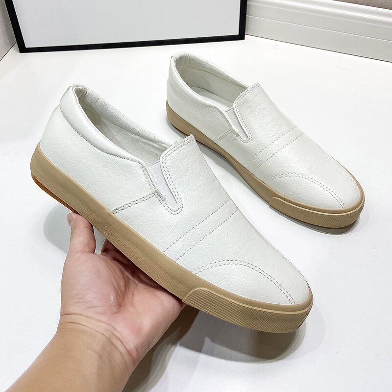 Męskie Oddychające Wygodne Dno Z Mikrofibry Solidne Slip On Casual Court Shoes