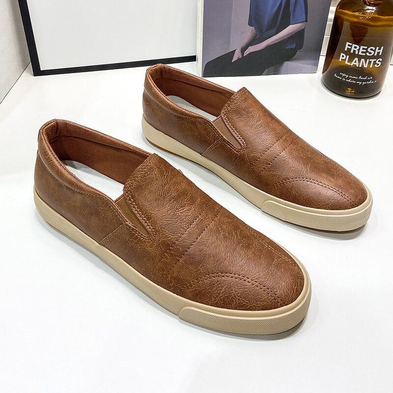 Męskie Oddychające Wygodne Dno Z Mikrofibry Solidne Slip On Casual Court Shoes