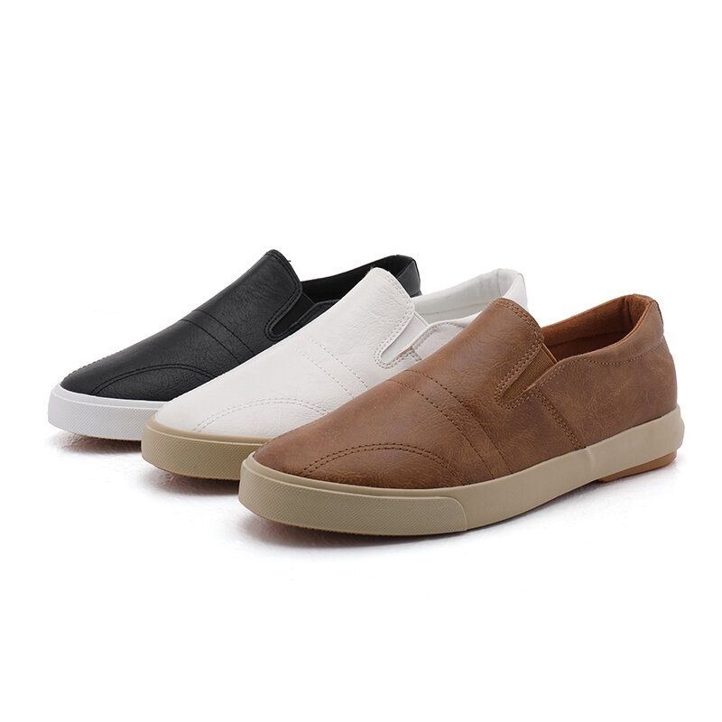 Męskie Oddychające Wygodne Dno Z Mikrofibry Solidne Slip On Casual Court Shoes