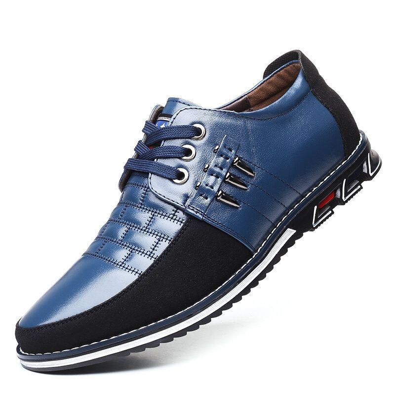 Męskie Oryginalne Skórzane Łączenie Metalowe Antypoślizgowe Miękkie Podeszwy Business Casual Shoes