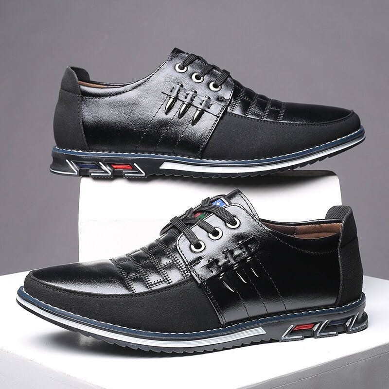 Męskie Oryginalne Skórzane Łączenie Metalowe Antypoślizgowe Miękkie Podeszwy Business Casual Shoes