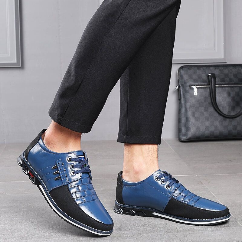 Męskie Oryginalne Skórzane Łączenie Metalowe Antypoślizgowe Miękkie Podeszwy Business Casual Shoes