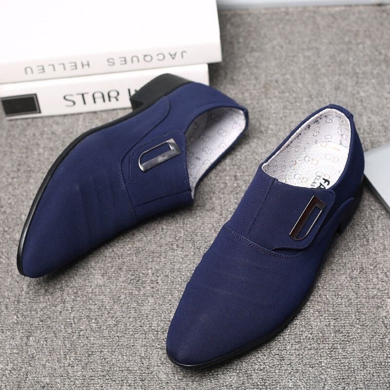 Męskie Płótno Oddychające Antypoślizgowe Pointy Toe Krótkie Slip On Casual Business Shoes