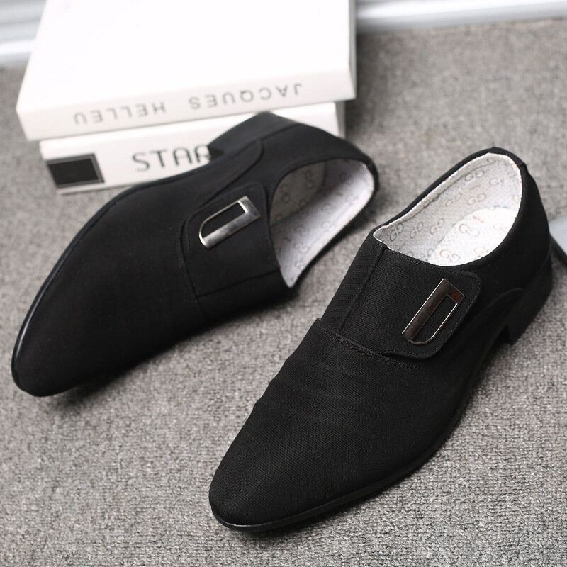 Męskie Płótno Oddychające Antypoślizgowe Pointy Toe Krótkie Slip On Casual Business Shoes