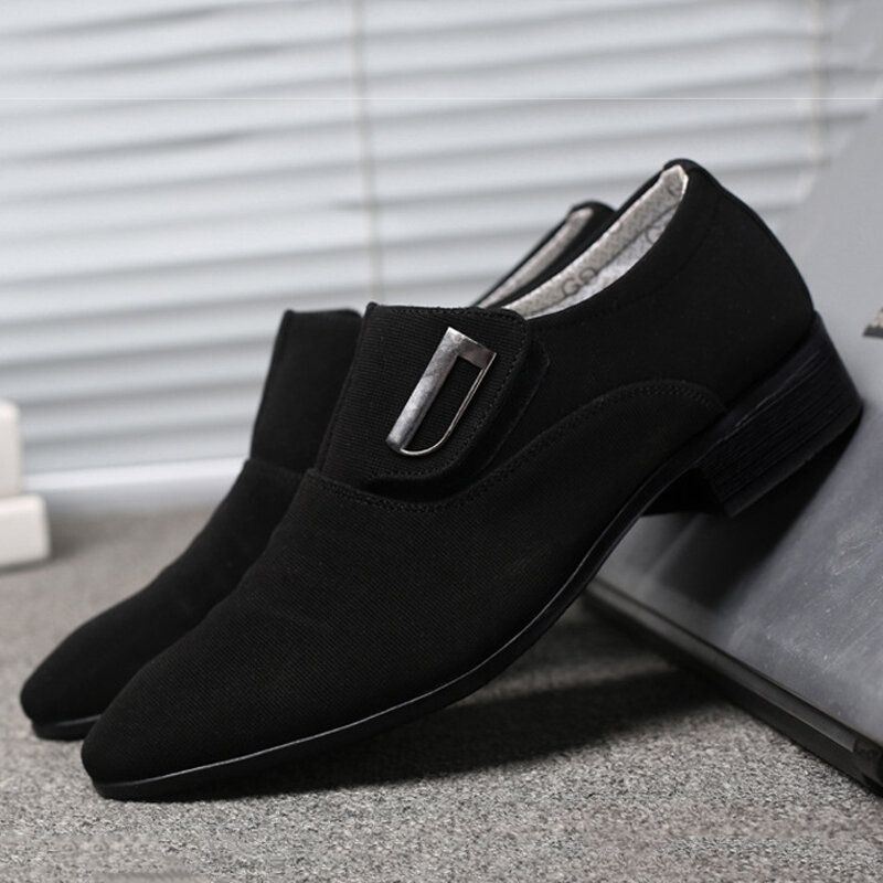 Męskie Płótno Oddychające Antypoślizgowe Pointy Toe Krótkie Slip On Casual Business Shoes