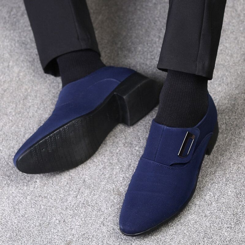 Męskie Płótno Oddychające Antypoślizgowe Pointy Toe Krótkie Slip On Casual Business Shoes