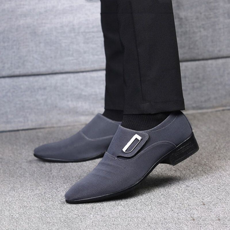 Męskie Płótno Oddychające Antypoślizgowe Pointy Toe Krótkie Slip On Casual Business Shoes