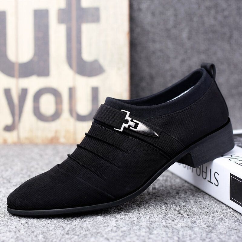 Męskie Płótno Oddychające Antypoślizgowe Pointy Toe Krótkie Slip On Casual Business Shoes