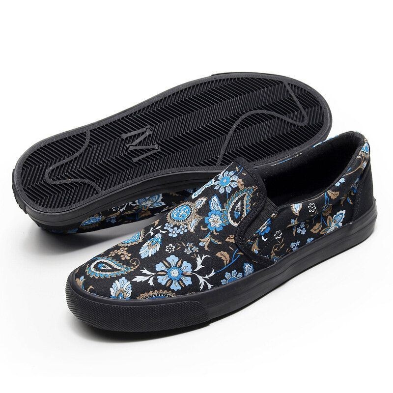 Męskie Płótno Oddychające Slip On Soft Pattern Casual Court Shoes