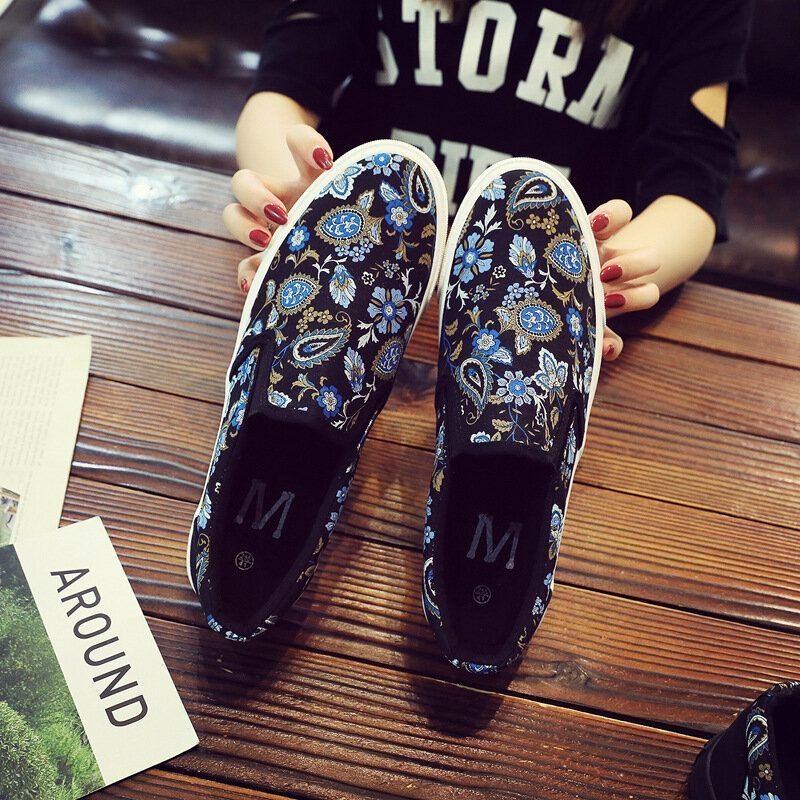 Męskie Płótno Oddychające Slip On Soft Pattern Casual Court Shoes