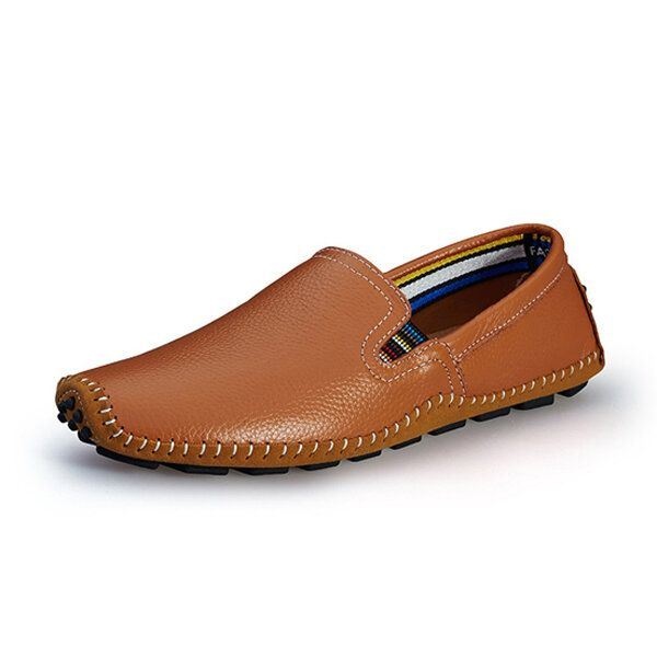 Męskie Skórzane Buty Na Co Dzień Do Jazdy Na Zewnątrz Slip On Flat Loafers Shoes