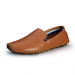 Męskie Skórzane Buty Na Co Dzień Do Jazdy Na Zewnątrz Slip On Flat Loafers Shoes